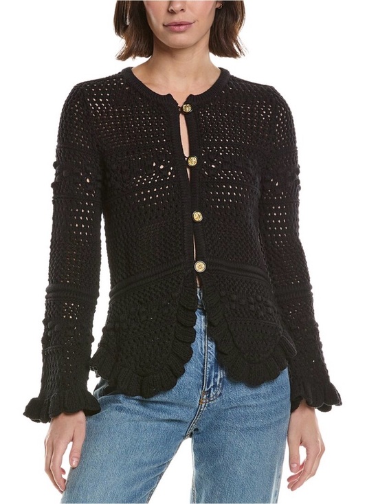 L'AGENCE Sweaters - L'Agence Kiva Black Crochet Cardigan NWOT